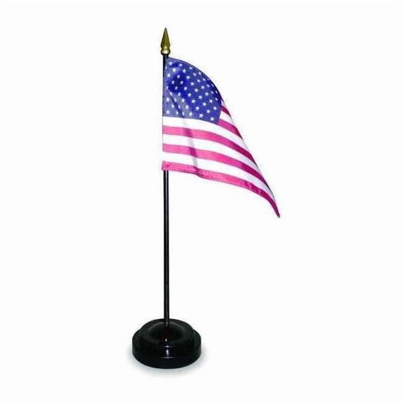 4 in. X 6 in. Miniature Set with U.S. Flag and Black Plastic Base 47300