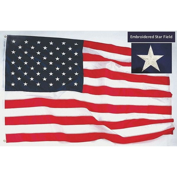 Large Patriotic American Flag with Embroidered Stars and Sewn Stripes