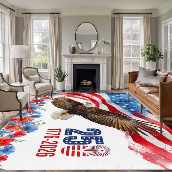 Anniversary 5'x8' Rug for Bedroom Under Queen Bed Placement, Bald Eagle ...