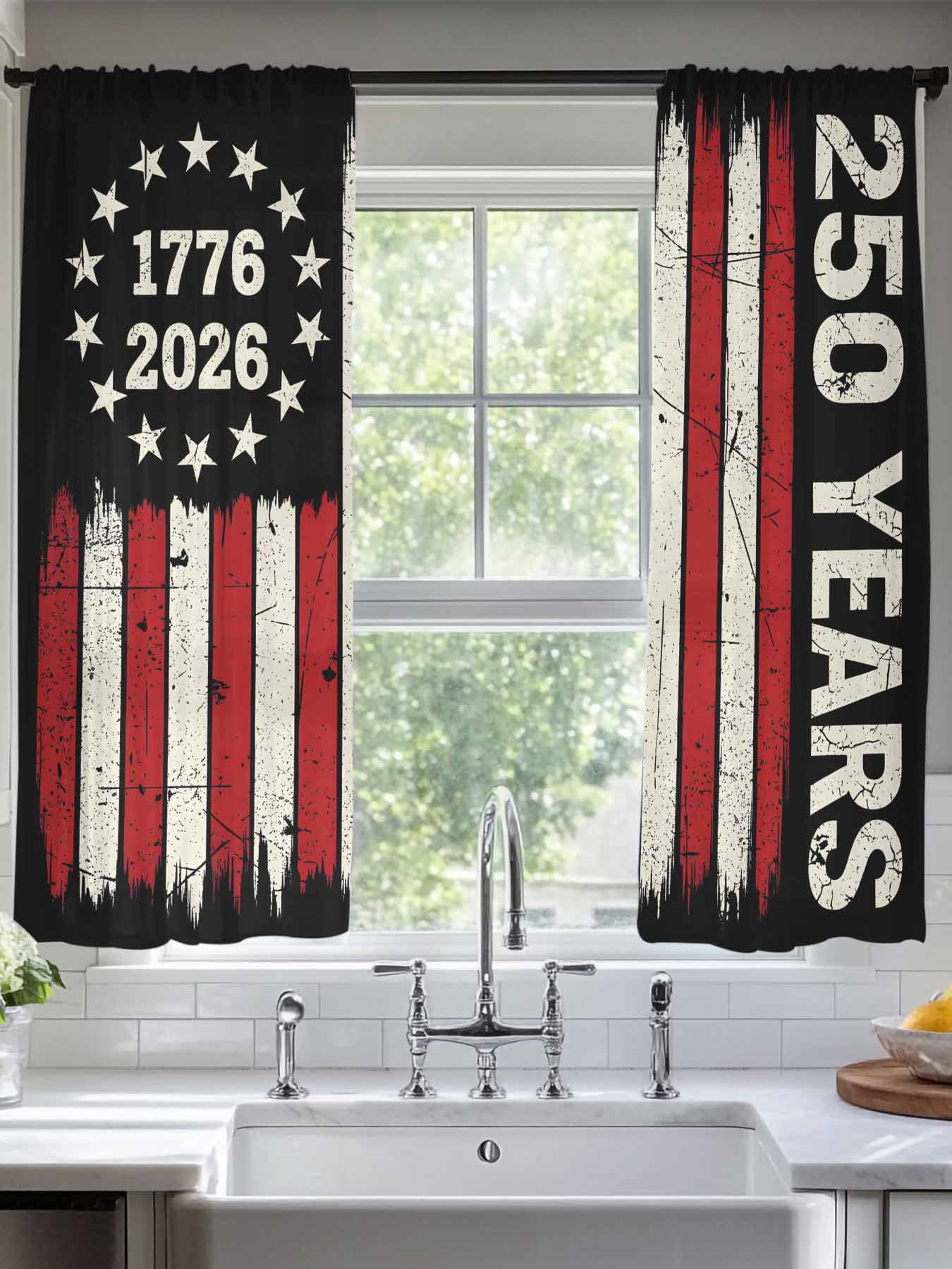 Anniversary America Flag Sheer Curtains 2 Panels Set Day Anniversary America Flag Sheer Curtains 2 Panels Set Day 1776 2026 Light Filtering Rod Pocket Voile Drapes Window Sheer Curtains Living F4903393 3292 4069 9f73 