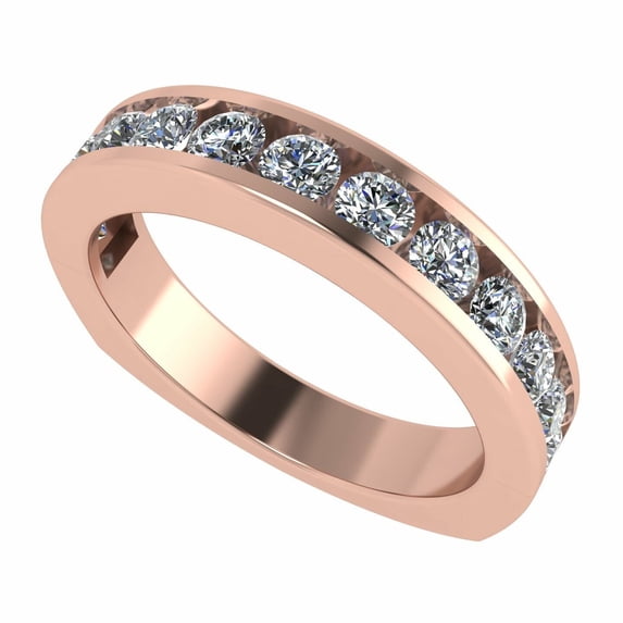 Anniversary Band Ring Channel Set w/ Pure Brilliance CZ 0.75ctw - Euro Shank - 14K Rose Gold - Size 4