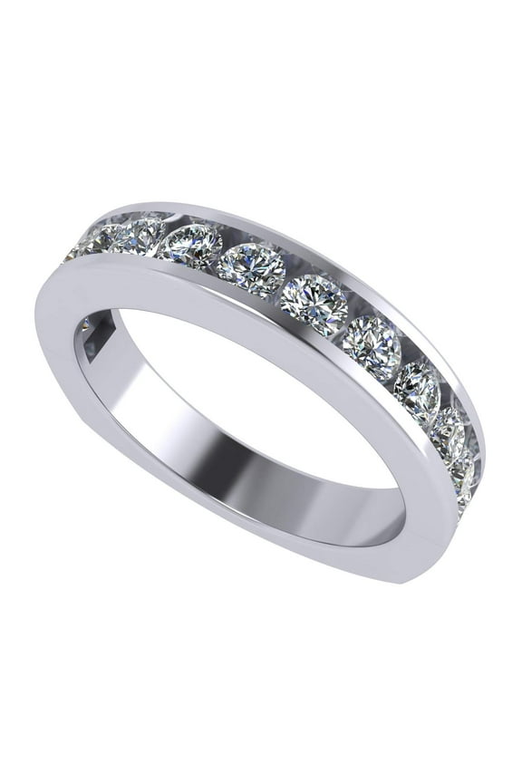 Anniversary Band Ring Channel Set w/ Pure Brilliance CZ 0.75ctw - Euro Shank - Sterling Silver - Size 7