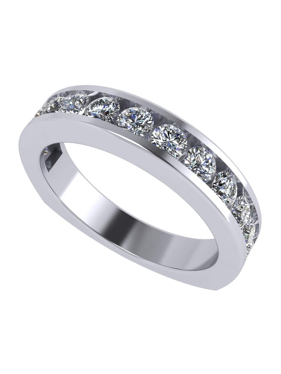 Anniversary Band Ring Channel Set w/ Pure Brilliance CZ 0.75ctw - Euro Shank - Sterling Silver - Size 7