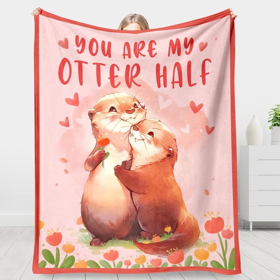 Anniversary Blanket Gifts for Her or Him, Wedding Anniversary Presents for Wife Husband, Girlfriend Boyfriend Gifts, Birthday Valentine's Day Gifts for Her, Otter Throw Blanket 50" × 60"
