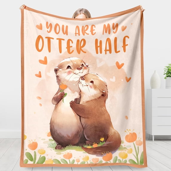 Anniversary Blanket Gifts for Her or Him, Wedding Anniversary Presents for Wife Husband, Girlfriend Boyfriend Gifts, Birthday Valentine's Day Gifts for Her, Otter Throw Blanket 50" × 60"