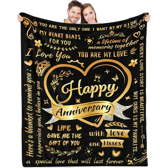 Anniversary Blanket, Wedding Anniversary Blanket Gifts, Ultra Soft Throw Blanket, Gift for Boyfriend/Girlfriend, Wife/Husband on Christmas, Thanksgiving, 60x80