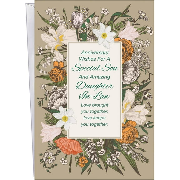 Anniversary Card for Son and Daughter-in-Law - Made in USA - Perfect Size: Opens to a generous 10 7.75