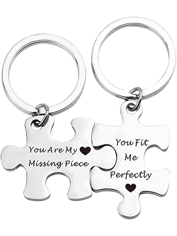 Anniversary Christmas Gifts for Husband and Wife You Are My Missing Piece You Fit Me Perfectly Keychains Set for Boyfriend Girlfriend Matching Couple Puzzle Piece Keychain