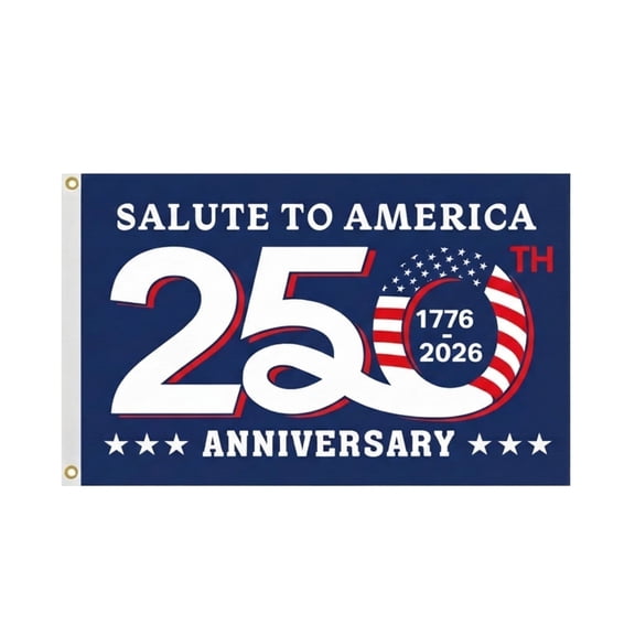 Anniversary Commemorative Double-Sided Flag for Salute to America 250th Celebration, Durable Outdoor Polyester Flag 59x35 Inches, Perfect Holiday Decoration and Patriotic Gift B