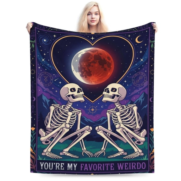 Anniversary Couple Gift Blanket for Her & Him, Skull Lover Throw Blanket for Boyfriend & Girlfriend, I Love You More Wedding Birthday Gift for Husband, Christmas Valentine's Gift for Wife 50x40