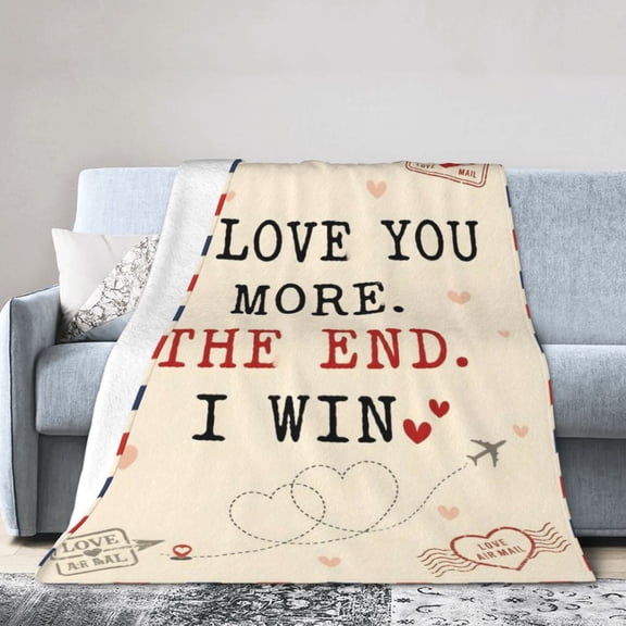 Anniversary Couple Gifts for Men Women - I Love You More Soft Fleece Throw Blanket - Mothers Day Birthday Wedding Gifts for Wife Her friend 50x40
