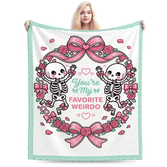 Anniversary Couple Throw Blanket, Skull Lover Design, I Love You More Wedding Birthday Gift for Husband, Wife, Boyfriend, Girlfriend, Christmas Valentine's Gift 50x40