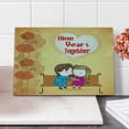 thumbnail image 1 of Anniversary Cutting Board, 9 Years Together Cartoon Couple Sits on a Bench with Floral Ornaments, Decorative Tempered Glass Cutting and Serving Board, in 3 Sizes, by Ambesonne, 1 of 2