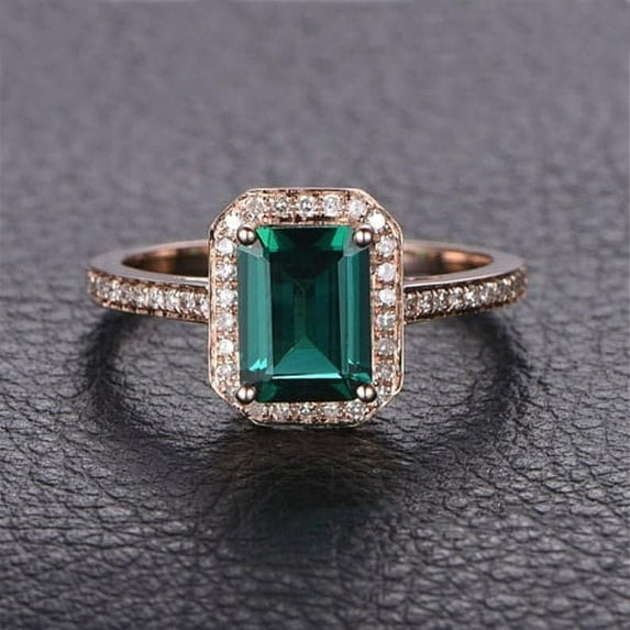 Anniversary Emerald Ring, Gold Emerald ring, Emerald Cut Emerald ring, Emerald gold ring, Vintage Emerald ring, Genuine emerald ring