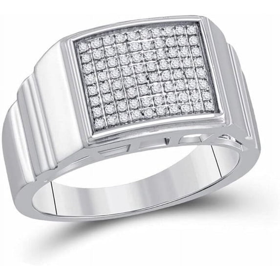 Anniversary Engagement Wedding 925 Sterling Silver 14K White Gold Plating Round Cut Pave Wedding Ring for Men