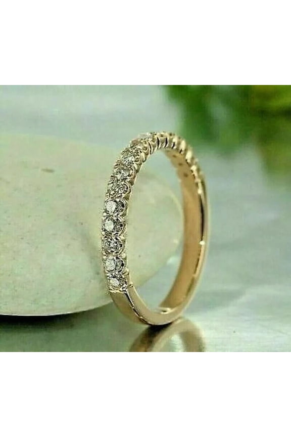 Anniversary Gift Band Ring 2CT Round Cut Lab Created VVS1/D Diamond 14K Yellow Gold Plated 925 Silver