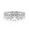 thumbnail image 1 of Anniversary Gift Minimalist 1.65 Carat Round Diamond Moissanite Engagement Ring, ZigZag Style Wedding Band in 925 Sterling Silver With 18k White Gold Plating Gift For Woman Trio Set, Matching Band, 1 of 3