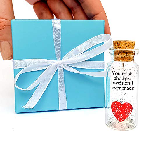 Anniversary Gift for Her & Him Message in a Bottle in Teal Blue Box Love Gift