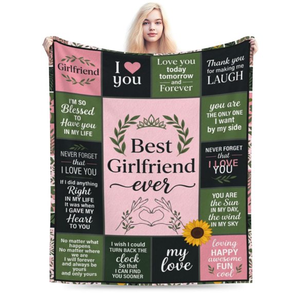 Anniversary Gifts For Blanket Women, Girlfriend Love Blanket, Romantic Birthday Anniversary Gift, Soft Warm Flannel Throw for Couch 50x40