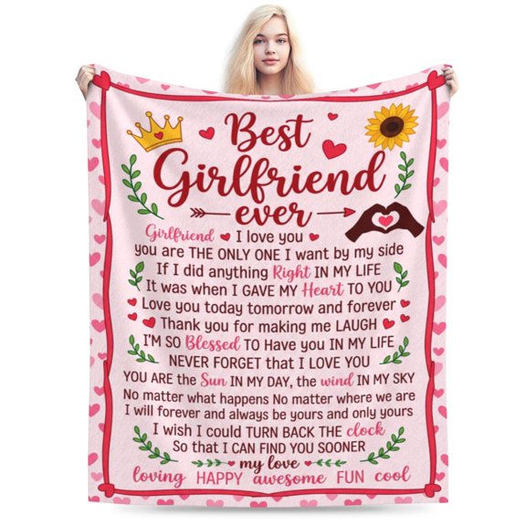 Anniversary Gifts For Blanket Women, Girlfriend Love Blanket, Romantic Birthday Anniversary Gift, Soft Warm Flannel Throw for Couch 50x40