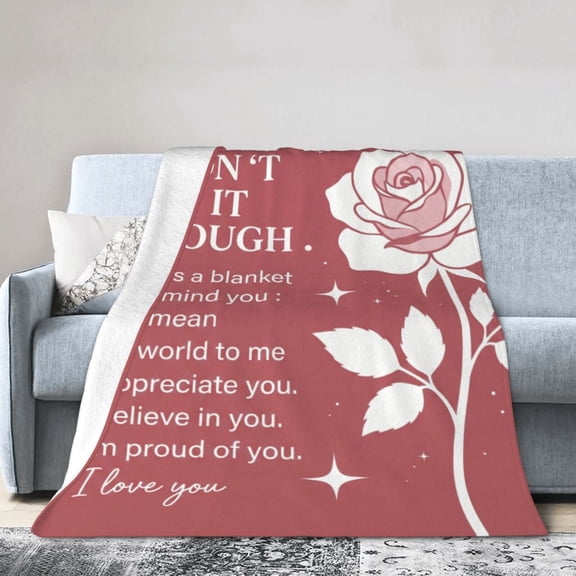 Anniversary Gifts For Women, Rose Print Throw Blanket, Romantic Flannel Blanket, Soft Warm Cozy Blanket for Sofa Couch Home Decor 50x40