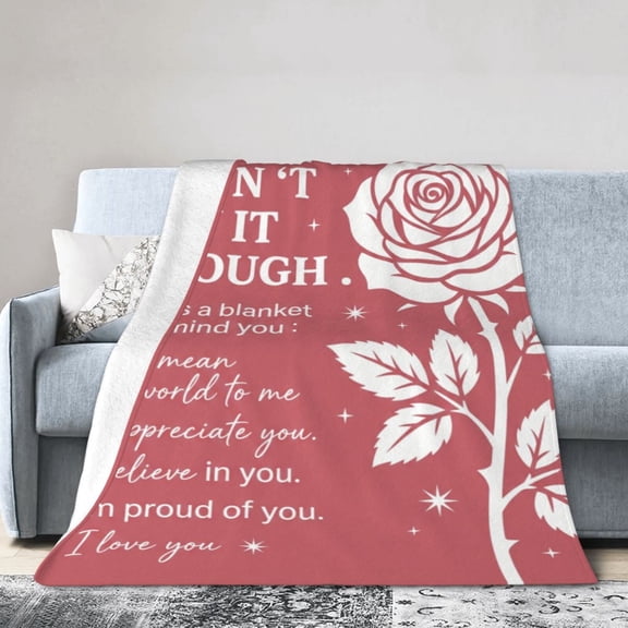 Anniversary Gifts For Women, Rose Print Throw Blanket, Romantic Flannel Blanket, Soft Warm Cozy Blanket for Sofa Couch Home Decor 50x40