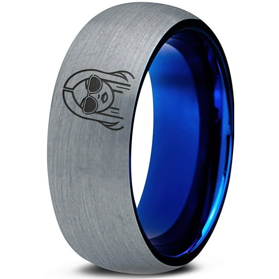 Handmade Gift Gamer Tungsten Men Rings Gray Tiny Birthday Girl Royal Blue 9th Anniversary