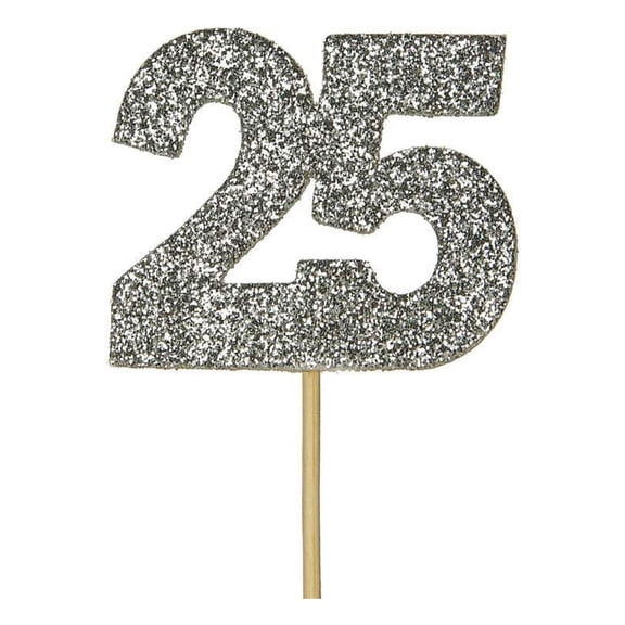 Anniversary House Glitter 25th Anniversary Cake Topper (Pack of 12)
