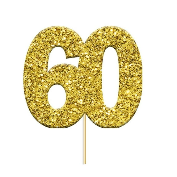 Anniversary House Glitter 60th Birthday Cupcake Topper (Pack of 12)