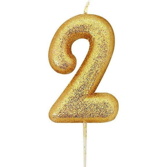 Anniversary House Metallic Glitter 2nd Birthday Pick Candle