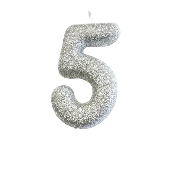 Anniversary House Metallic Glitter 5th Birthday Pick Candle