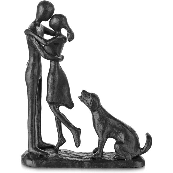 Anniversary Iron Gifts for Her - Couple Love Sculpture Anniversary Iron for Couple Girlfriend Wife Him Black Statue Metal Figurines for Decor Wedding Christmas Birthday Gifts