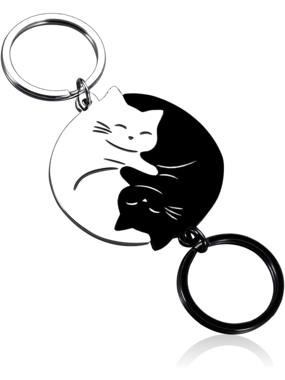 Anniversary Keychain Gifts for Boyfriend Girlfriend Couple Gifts Matching Couple Stuff for Wife Husband Wedding Valentines Day Gifts for Him Her Women Christmas Birthday for Best Friend Cat Lover Gift