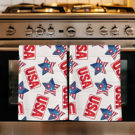 Anniversary Kitchen Towels Set of 1, America Freedom Patriotic Independence Absorbent Dish Towels for Kitchen, Microfiber Hand Towel, Quick Drying Tea Towel for Cleaning Decorative Dishcloths