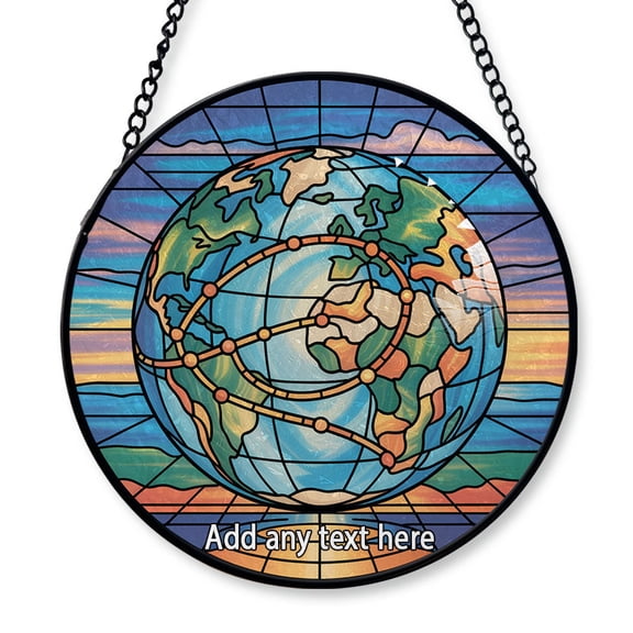 Anniversary & Milestones Travel Map Route Stained Glass Suncatcher Window Hanging  Custom Text Window Hanging Gift for Families, Parents, Children, Christmas 2025 Keepsake