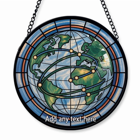 Anniversary & Milestones Travel Map Route Stained Glass Suncatcher Window Hanging Personalized Window Hanging for Families, Parents & Kids, Custom Name Tree Decoration Christmas 2025