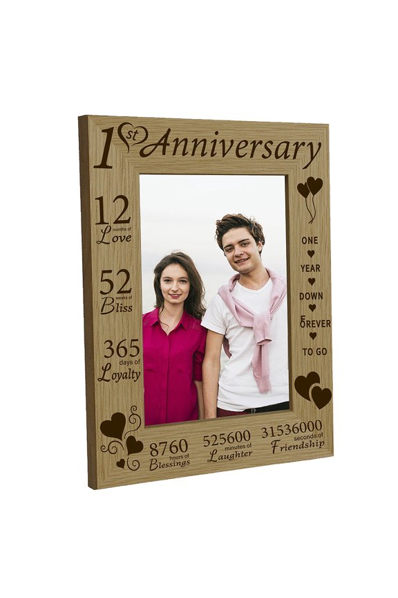 Anniversary Natural Wood Photo Frames for Tabletop Display Photo Frame Rectangle Word 168x218mm Inner Diameter: 100x150mm