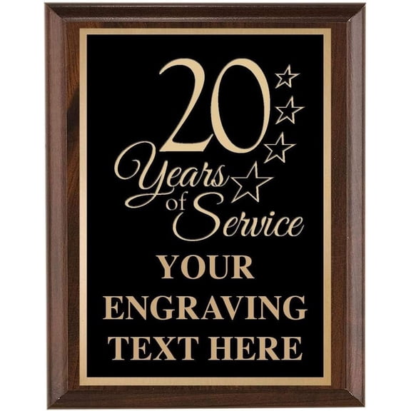 Anniversary Plaques - 7x9 20 Years of Service Anniversary Recognition Plaque
