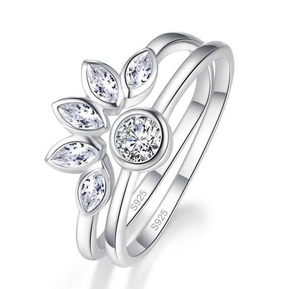 Anniversary Promise Ring Bridal Sets AAA Cubic Zirconia 925 Sterling Silver Ring Sets Size 6-9