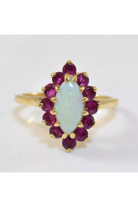 Anniversary Ring 2Ct Marquise Cut Lab-Created Fire Opal 14K Yellow Gold Plated