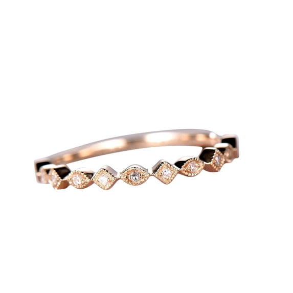 Anniversary Ring Flower Design Antique Style Band Solid 0.25 Carat Real Moissanite with 18k Gold Plating