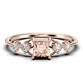 thumbnail image 1 of Anniversary Ring Minimalist 0.75 Carat Princess Cut Morganite And Diamond Moissanite Engagement Ring, Dainty Wedding Ring in 10k Solid Rose Gold, Gift For Her, Promise Ring, 1 of 3