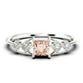 thumbnail image 1 of Anniversary Ring Minimalist 0.75 Carat Princess Cut Morganite And Diamond Moissanite Engagement Ring, Dainty Wedding Ring in 925 Sterling Silver With 18k White Gold Plating Gift For Her, Promise Ring, 1 of 3