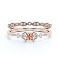 thumbnail image 1 of Anniversary Ring Minimalist 1.25 Carat Princess Cut Morganite And Diamond Moissanite Engagement Ring, Dainty Wedding Ring in 925 Sterling Silver With 18k Rose Gold Plating, Bridal Set, Matching Band, 1 of 3