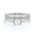thumbnail image 1 of Anniversary Ring Minimalist 1.75 Carat Princess Cut Diamond Moissanite Engagement Ring, Dainty Wedding Ring in 10k Solid White Gold, Gift For Her, Promise Ring, Trio Set, Matching Band, 1 of 3
