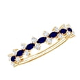 thumbnail image 1 of Rosec Jewels Anniversary Ring with Blue Sapphire and Diamond, Half Eternity Ring for Women, 14K Yellow Gold, US 9.50, 1 of 6