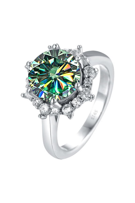 Anniversary Rings for Women Mother Girlfriend 1ct D Color Moissanite Engagement Rings, 925 Sterling Silver Yellow/Blue/Pink Diamond Ring for Wedding Band Valentine's Day with Certificate