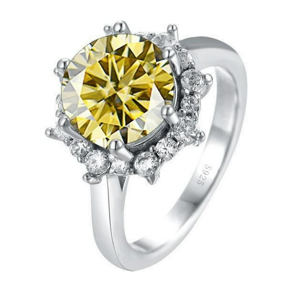 Anniversary Rings for Women Mother Girlfriend 1ct D Color Moissanite Engagement Rings, 925 Sterling Silver Yellow/Blue/Pink Diamond Ring for Wedding Band Valentine's Day with Certificate