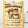 thumbnail image 1 of Anniversary Romantic Gifts for Women Men Couple - Soft Flannel Blanket 50”X60” - 1st 25th 40th 50th 60th Anniversary Wedding Gifts for Wife Husband, Happy Anniversary for Her Him, 1 of 5