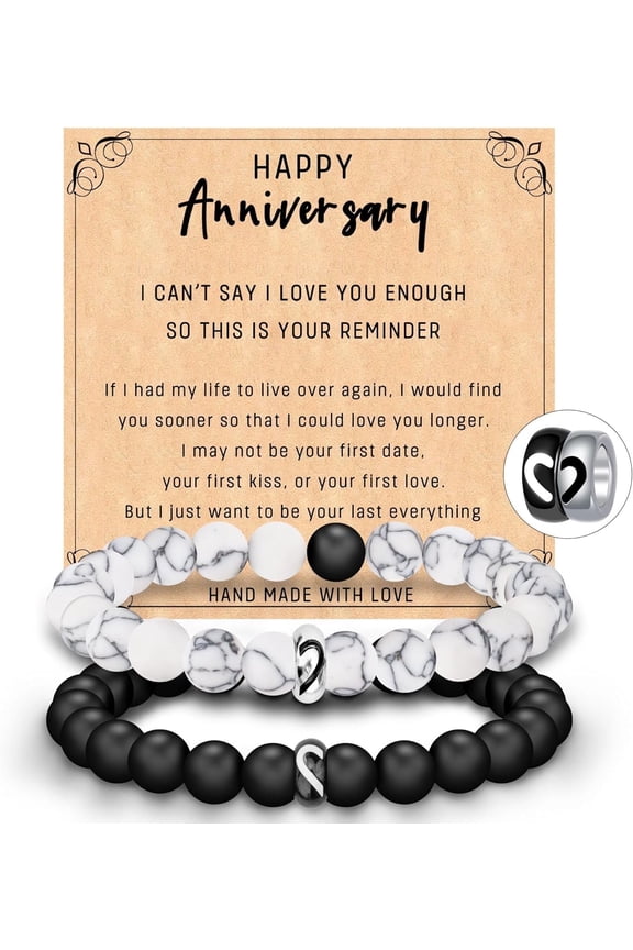 Anniversary Romantic Gifts for Women Men,Matching Bracelets Gifts for Couples Boyfriend Girlfriend My Love Fiance Newlywed,Valentines Birthday Christmas Engagement Wedding Couple Gifts
